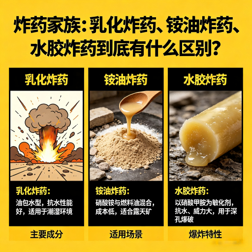 幸福路街道炸药家族：乳化炸药、铵油炸药、水胶炸药到底有什么区别？